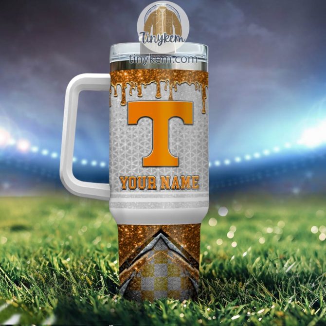Tennessee Volunteers Glitter Ncaa Custom Stanley Quencher 40Oz Stainless Steel Tumbler With Handle - Image 3