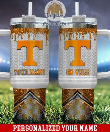 Tennessee Volunteers Glitter Ncaa Custom Stanley Quencher 40Oz Stainless Steel Tumbler With Handle