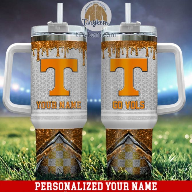 Tennessee Volunteers Glitter Ncaa Custom Stanley Quencher 40Oz Stainless Steel Tumbler With Handle