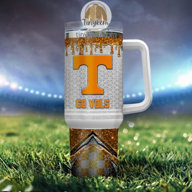Tennessee Volunteers Glitter Ncaa Custom Stanley Quencher 40Oz Stainless Steel Tumbler With Handle - Image 4