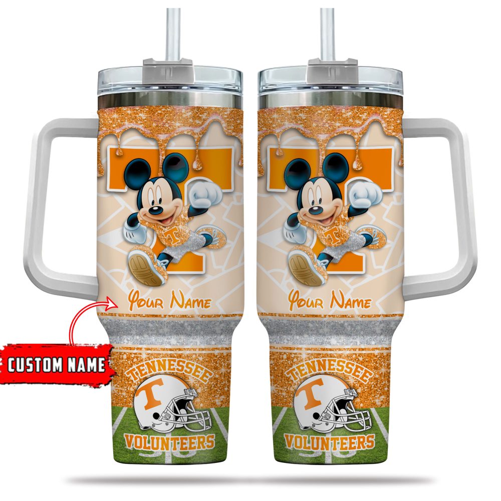Tennessee Volunteers Ncaa Mickey Mouse Glitter Custom Stanley Quencher 40Oz Stainless Steel Tumbler With Handle - Image 5