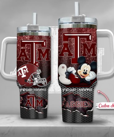 Texas A #038;M Aggies Ncaa Mickey Mouse Custom Stanley Quencher 40Oz Stainless Steel Tumbler With Handle