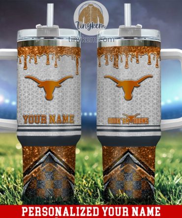 Texas Longhorns Glitter Ncaa Custom Stanley Quencher 40Oz Stainless Steel Tumbler With Handle