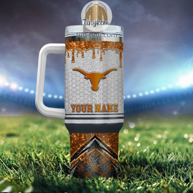 Texas Longhorns Glitter Ncaa Custom Stanley Quencher 40Oz Stainless Steel Tumbler With Handle - Image 3
