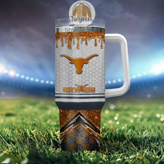 Texas Longhorns Glitter Ncaa Custom Stanley Quencher 40Oz Stainless Steel Tumbler With Handle - Image 4