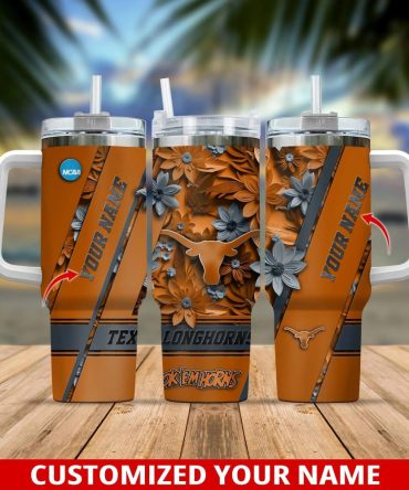Texas Longhorns Ncaa Custom Stanley Quencher 40Oz Stainless Steel Tumbler With Handle