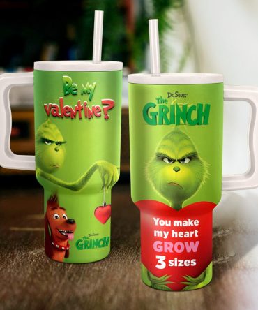 The Grinch Be My Valentine Movies Custom Stanley Quencher 40Oz Stainless Steel Tumbler With Handle