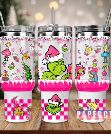 The Grinch Custom Stanley Quencher 40Oz Stainless Steel Tumbler With Handle