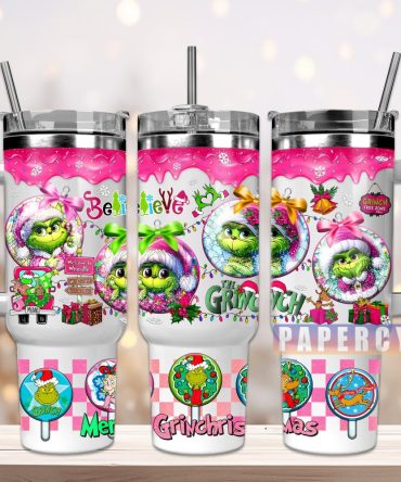 The Grinch Custom Stanley Quencher 40Oz Stainless Steel Tumbler With Handle