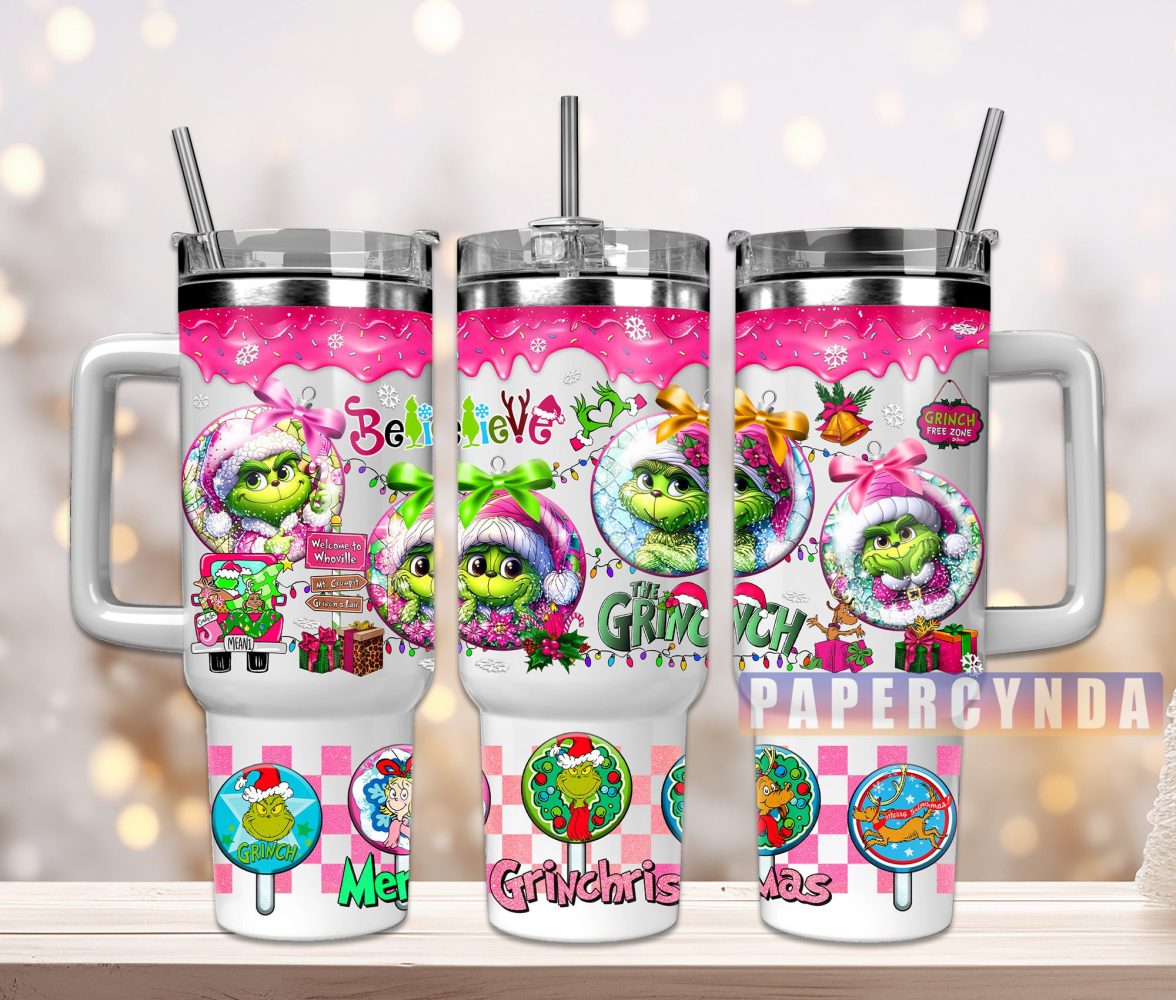 The Grinch Custom Stanley Quencher 40Oz Stainless Steel Tumbler With Handle