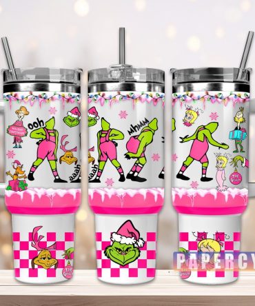 The Grinch Custom Stanley Quencher 40Oz Stainless Steel Tumbler With Handle