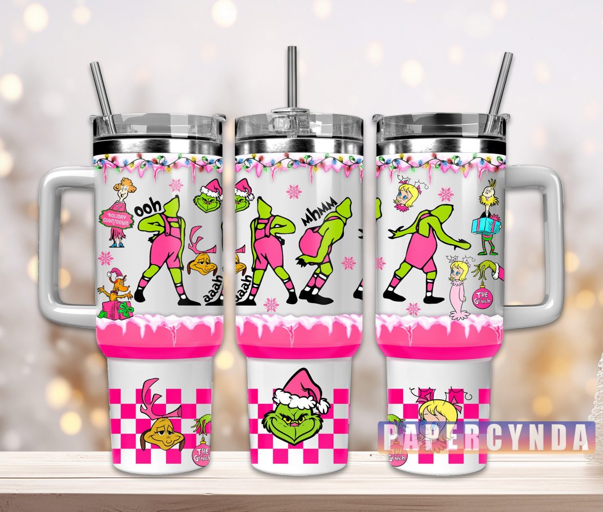 The Grinch Custom Stanley Quencher 40Oz Stainless Steel Tumbler With Handle
