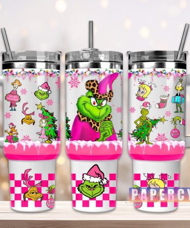 The Grinch Custom Stanley Quencher 40Oz Stainless Steel Tumbler With Handle