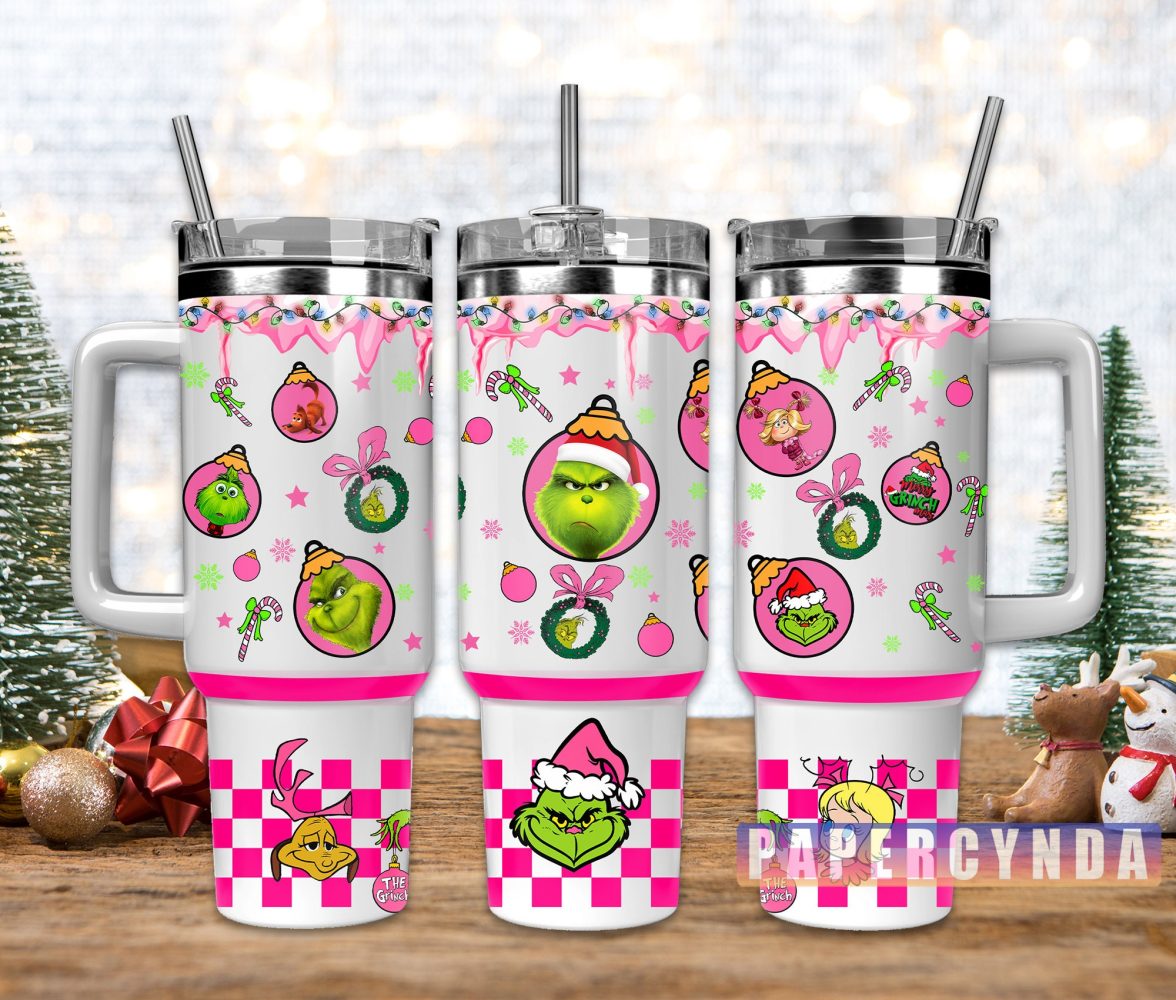 The Grinch Custom Stanley Quencher 40Oz Stainless Steel Tumbler With Handle
