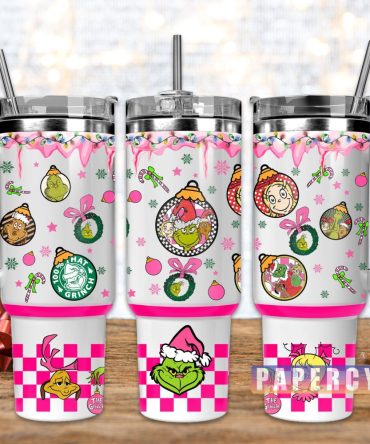 The Grinch Custom Stanley Quencher 40Oz Stainless Steel Tumbler With Handle