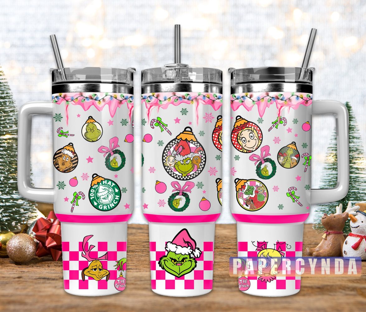 The Grinch Custom Stanley Quencher 40Oz Stainless Steel Tumbler With Handle