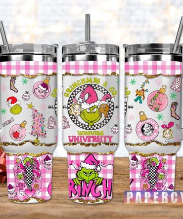 The Grinch Custom Stanley Quencher 40Oz Stainless Steel Tumbler With Handle