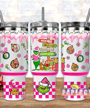 The Grinch Custom Stanley Quencher 40Oz Stainless Steel Tumbler With Handle