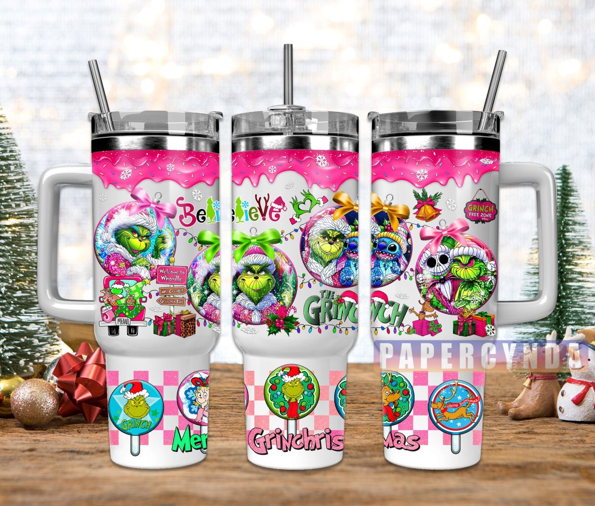 The Grinch Custom Stanley Quencher 40Oz Stainless Steel Tumbler With Handle