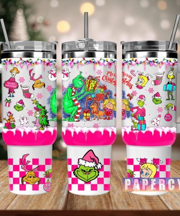 The Grinch Custom Stanley Quencher 40Oz Stainless Steel Tumbler With Handle