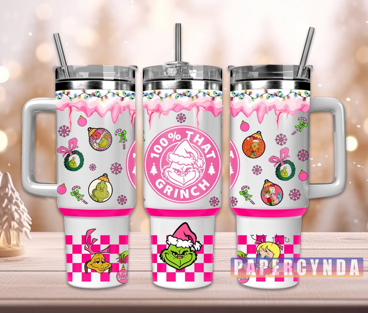 The Grinch Custom Stanley Quencher 40Oz Stainless Steel Tumbler With Handle