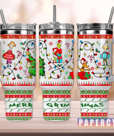 The Grinch Custom Stanley Quencher 40Oz Stainless Steel Tumbler With Handle