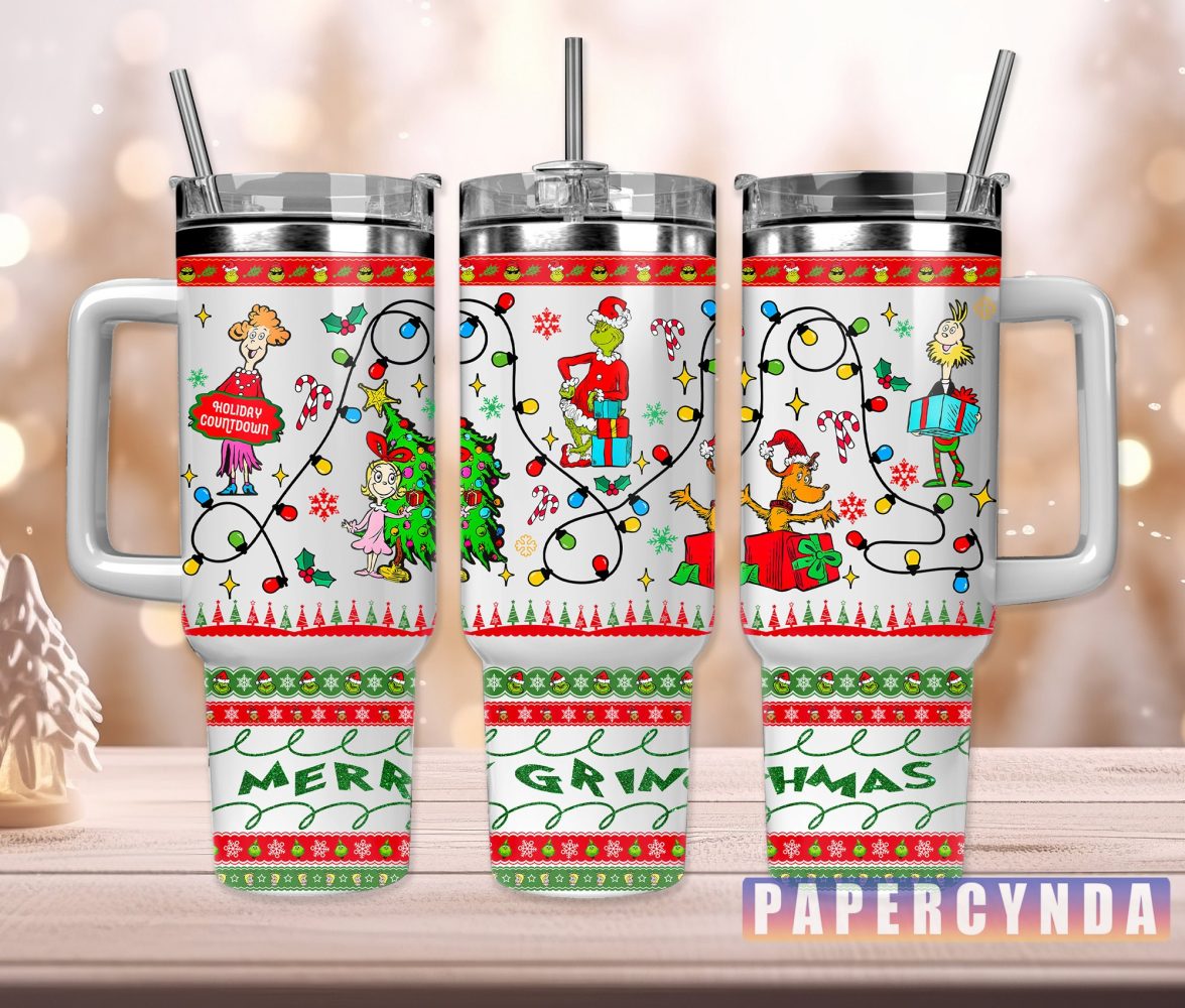 The Grinch Custom Stanley Quencher 40Oz Stainless Steel Tumbler With Handle