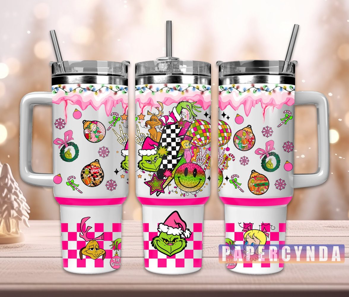 The Grinch Custom Stanley Quencher 40Oz Stainless Steel Tumbler With Handle