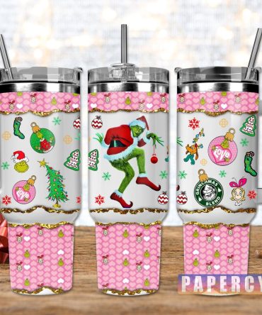 The Grinch Custom Stanley Quencher 40Oz Stainless Steel Tumbler With Handle