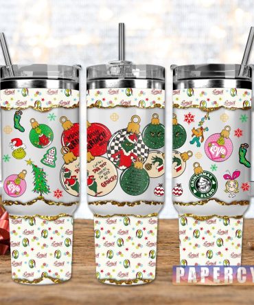 The Grinch Custom Stanley Quencher 40Oz Stainless Steel Tumbler With Handle