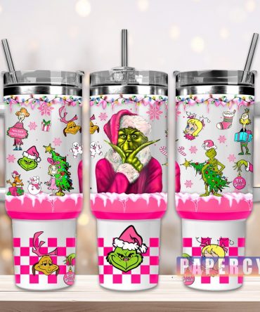 The Grinch Custom Stanley Quencher 40Oz Stainless Steel Tumbler With Handle