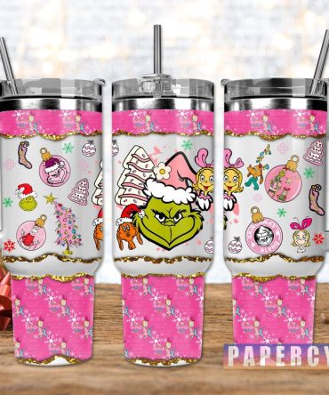 The Grinch Custom Stanley Quencher 40Oz Stainless Steel Tumbler With Handle