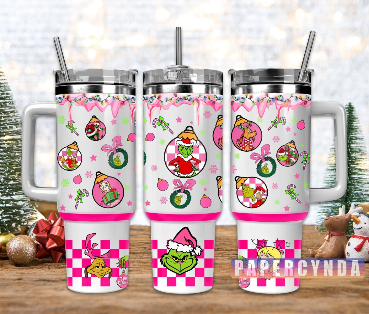 The Grinch Custom Stanley Quencher 40Oz Stainless Steel Tumbler With Handle