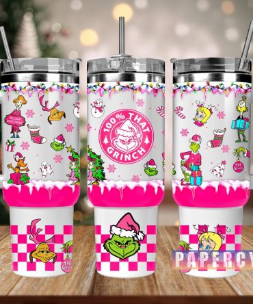 The Grinch Custom Stanley Quencher 40Oz Stainless Steel Tumbler With Handle