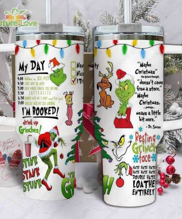 The Grinch Disney Movies Custom Stanley Quencher 40Oz Stainless Steel Tumbler With Handle