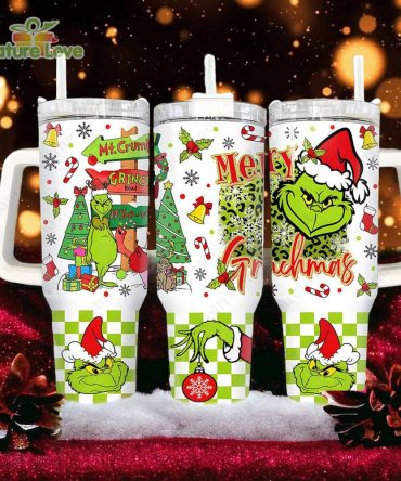 The Grinch Disney Movies Custom Stanley Quencher 40Oz Stainless Steel Tumbler With Handle