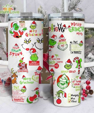 The Grinch Disney Movies Custom Stanley Quencher 40Oz Stainless Steel Tumbler With Handle