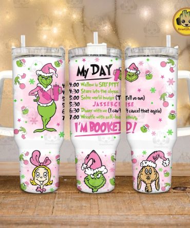 The Grinch Merry Xmas Disney Movies Custom Stanley Quencher 40Oz Stainless Steel Tumbler With Handle