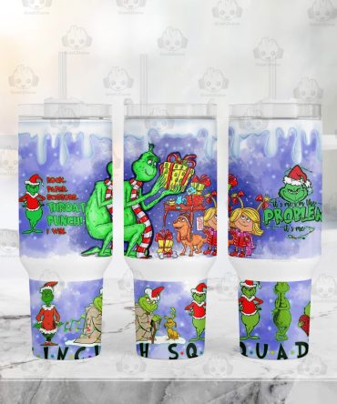 The Grinch Merry Xmas Disney Movies Custom Stanley Quencher 40Oz Stainless Steel Tumbler With Handle