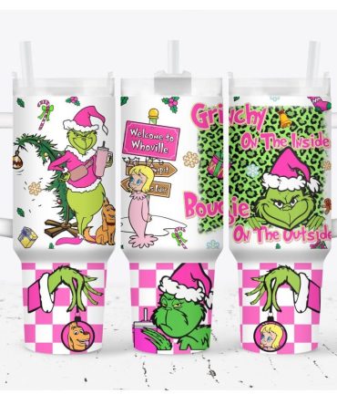 The Grinch Merry Xmas Movies Custom Stanley Quencher 40Oz Stainless Steel Tumbler With Handle