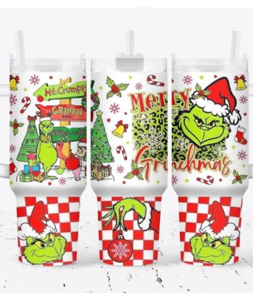 The Grinch Merry Xmas Movies Custom Stanley Quencher 40Oz Stainless Steel Tumbler With Handle