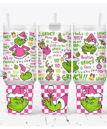 The Grinch Merry Xmas Movies Custom Stanley Quencher 40Oz Stainless Steel Tumbler With Handle