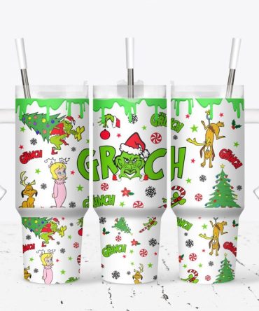 The Grinch Merry Xmas Movies Custom Stanley Quencher 40Oz Stainless Steel Tumbler With Handle