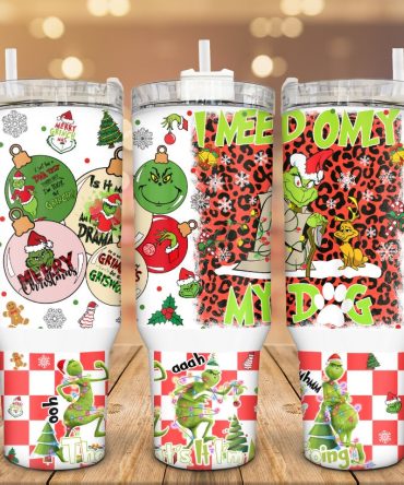 The Grinch Merry Xmas Movies Custom Stanley Quencher 40Oz Stainless Steel Tumbler With Handle