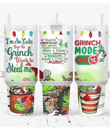 The Grinch Merry Xmas Movies Custom Stanley Quencher 40Oz Stainless Steel Tumbler With Handle