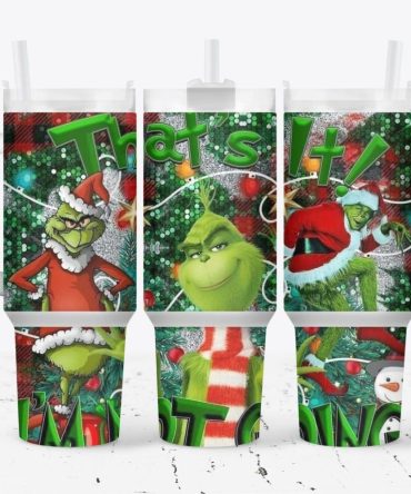 The Grinch Merry Xmas Movies Custom Stanley Quencher 40Oz Stainless Steel Tumbler With Handle