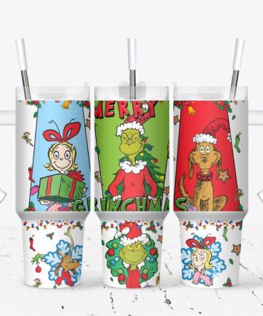 The Grinch Merry Xmas Movies Custom Stanley Quencher 40Oz Stainless Steel Tumbler With Handle