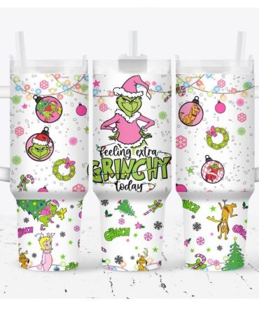 The Grinch Merry Xmas Movies Custom Stanley Quencher 40Oz Stainless Steel Tumbler With Handle