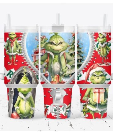 The Grinch Merry Xmas Movies Custom Stanley Quencher 40Oz Stainless Steel Tumbler With Handle