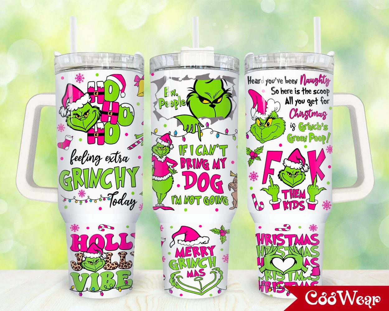 The Grinch Movies Custom Stanley Quencher 40Oz Stainless Steel Tumbler With Handle
